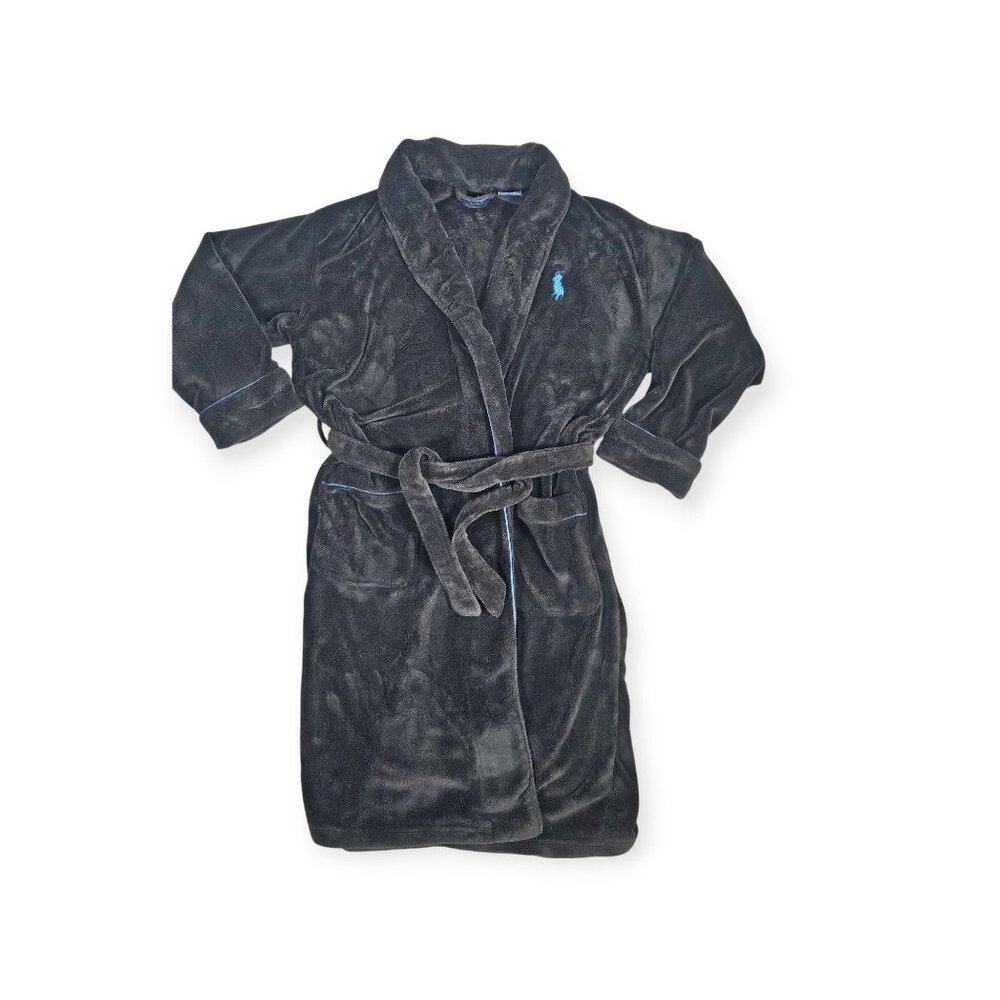 Polo Ralph Lauren Mens Robe Size One Size Black/Blue Cottom Velour Logo